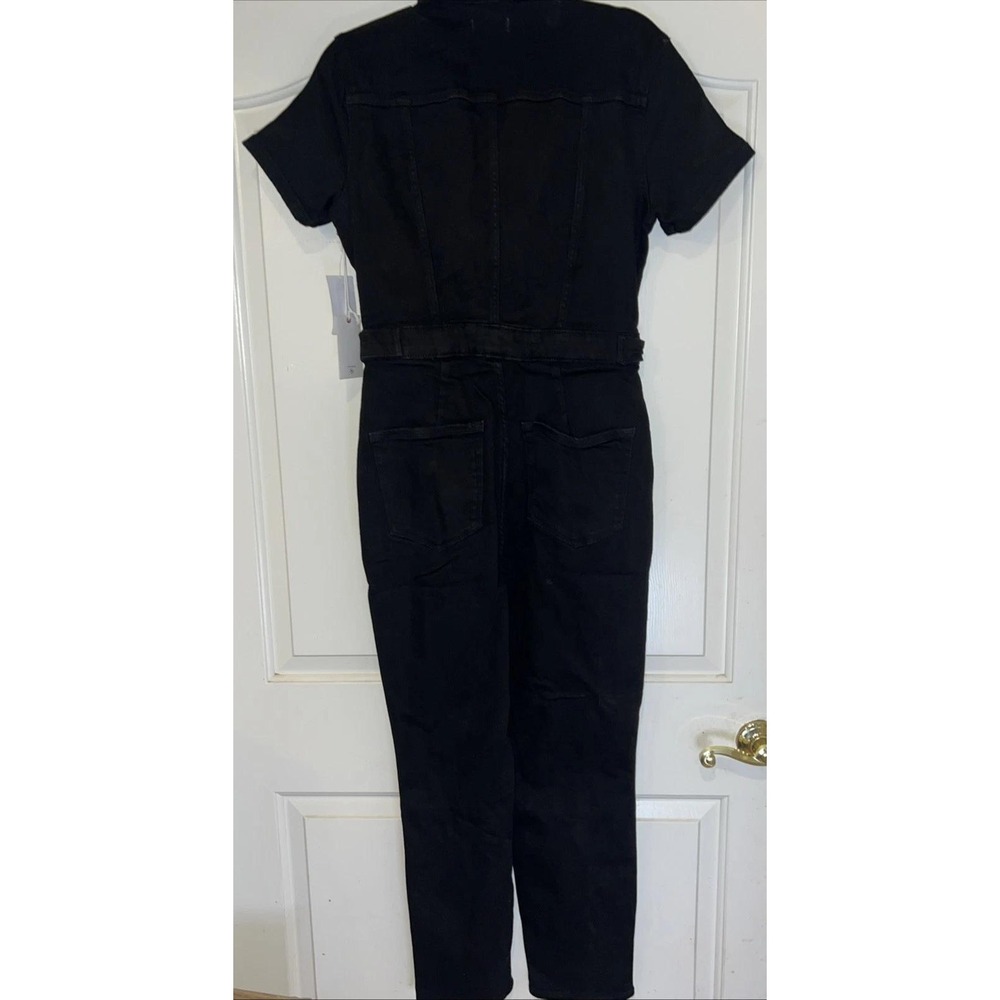 Good American Fit For Success Jumpsuit Black Denim Short Sleeve Romper New - Picture 7 of 12